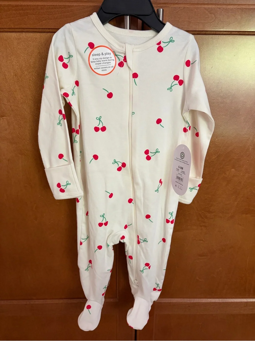 2 Baby Girl’s Zip Up Footed Sleep N Play Pajamas 100% Organic Cotton NWT 6-9M
